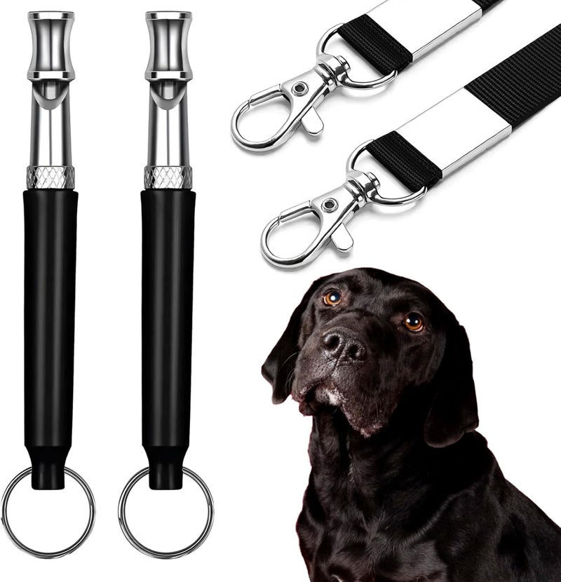 CdbC Dog Whistle - 2Pack Dog Whistle to Stop Barking Neighbor's Dog, Adjustable Ultrasonic Silent Dog Whistle,Helpful for Training Recall (Black with Lanyard) - Image 1